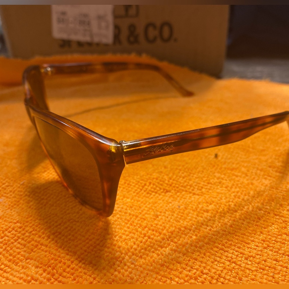 Vintage Hobie Woody Sunglasses Polarized Copper Brown Glass lenses XL Tortoise